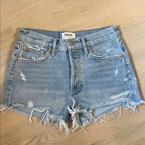 Agolde Women's Frayed Jean Shorts - Light Blue